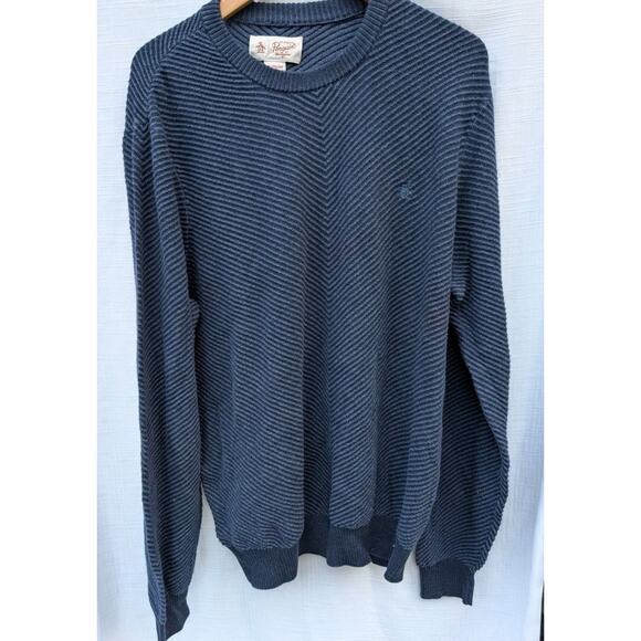 Penguin Munsingwear Mens Ribbed Knit Twill Crewneck Sweater Sz XL Blue textured - Picture 1 of 6